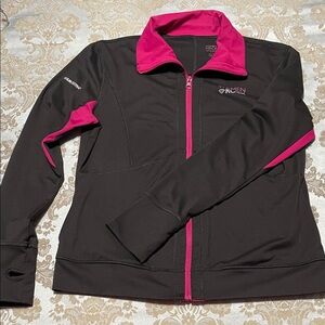 Women Rock Race Wear Black Athletic Jacket with Pink Accents